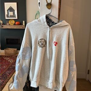 RL (red letters) Gray Hoodie with Blue Accents